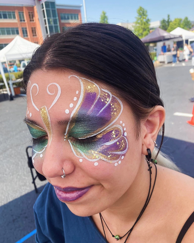 Butterfly — purple teal and gold half face design